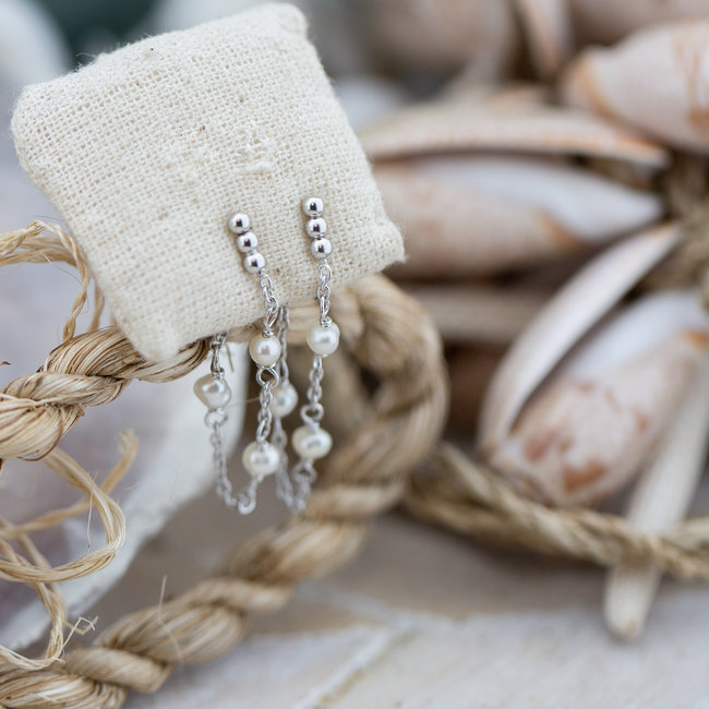 KARMA Echt Zilverbolletjes oorbellen met parels