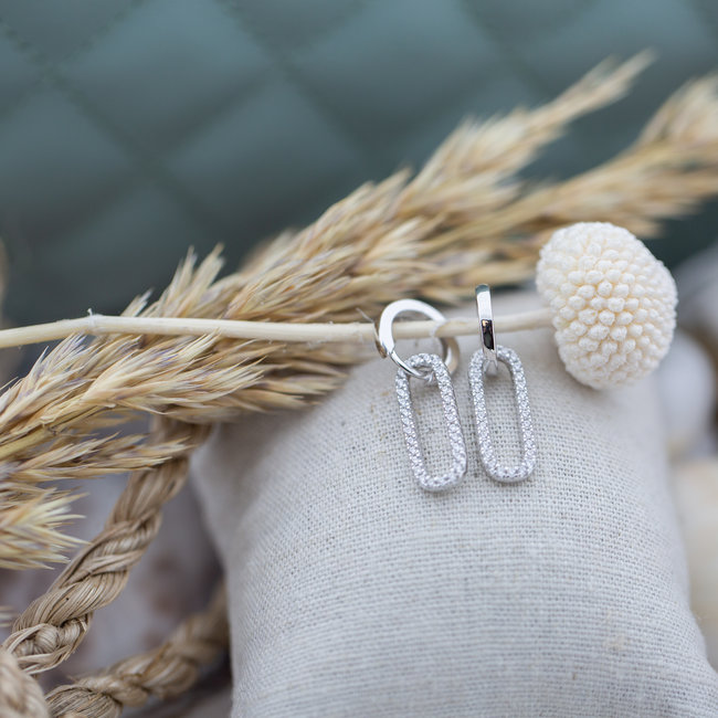 Plain Hinged Hoops Dangling Round Square silver