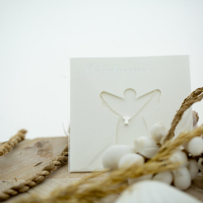 Beadle Zilverkleurige engel ketting in leuke verpakking