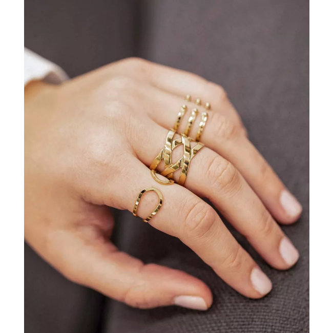 ZAG  Bijoux Dubbele goudkleurige ring gevlochten