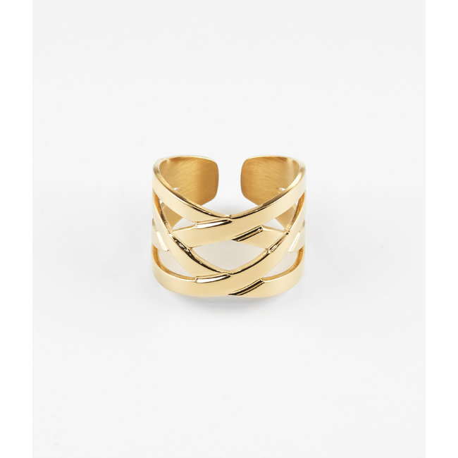 ZAG  Bijoux Dubbele goudkleurige ring gevlochten