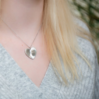 Day & Eve by Go Dutch Label Zilver ketting met groot opvallend hart