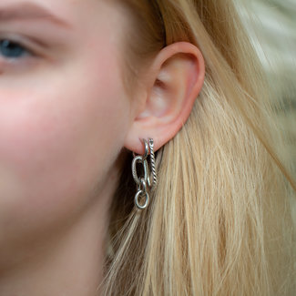 Day & Eve  Zilver oorbellen schakels of rechthoek