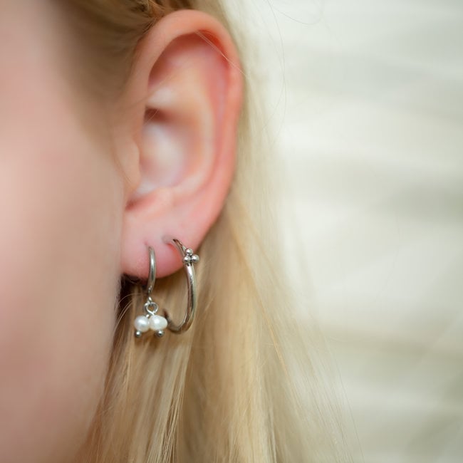 Day & Eve  Zilver oorbellen met parels of oorring