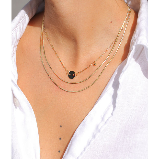 Dubbele goudkleurige ketting met schakels en munt