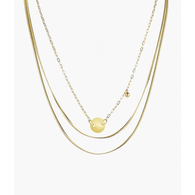 Dubbele goudkleurige ketting met schakels en munt