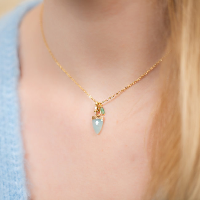By Jam Gioielli Goud ketting met facet edelsteen hanger
