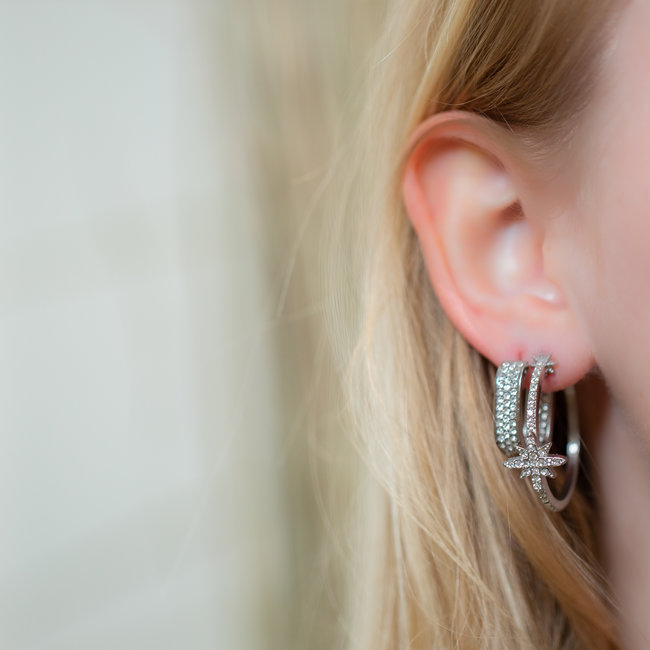 Glamour party zilver oorbellen
