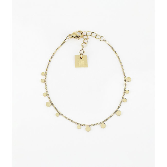 goudkleurige Armband met muntjes of dubbele armband zalmroze