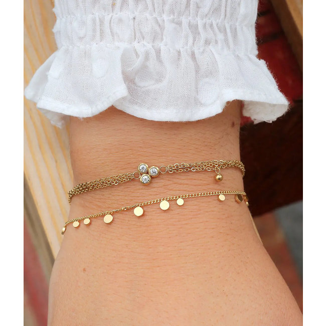 goudkleurige Armband met muntjes of dubbele armband zalmroze