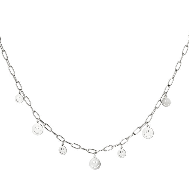Schakelketting met smileys zilverkleurig
