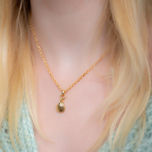Schakelketting met schelp goudkleurig