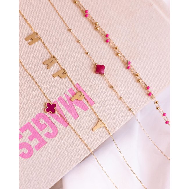 Happy quote ketting goud