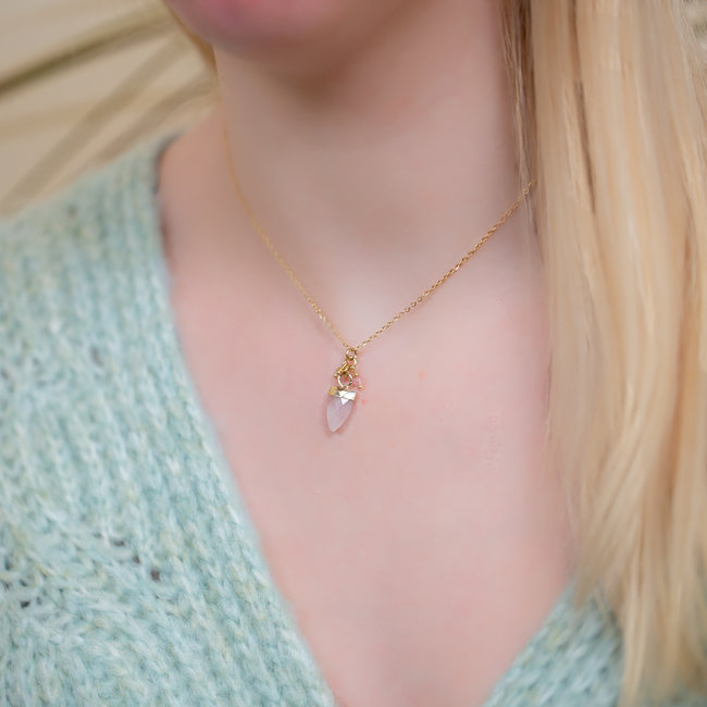 Goud ketting met facet edelsteen hanger