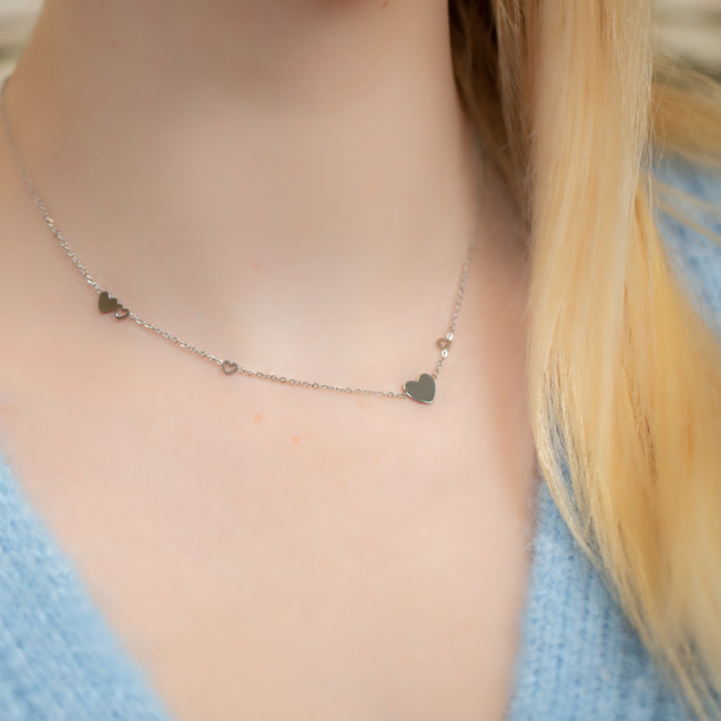 Zilver ketting met hart