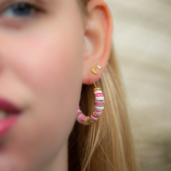 Strand oorbellen in lekker roze kleuren