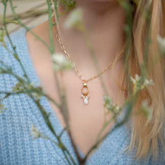 Biba Goud schakelketting met witte bedels