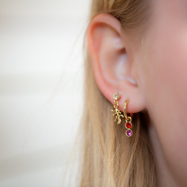 Biba Goud oorbellen steentjes of koraal hangertje