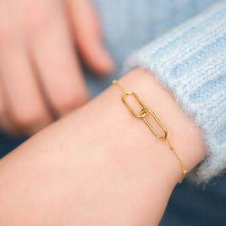 Day & Eve  Bolletjes armband met schakel goud