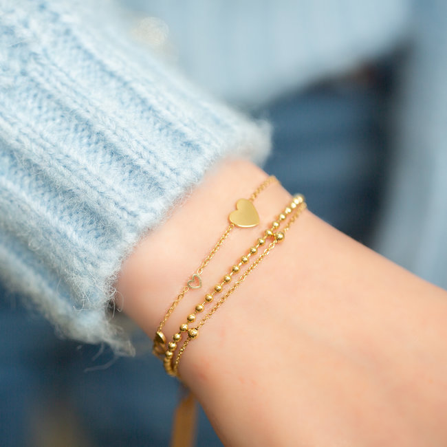 Day & Eve  Goud dubbel armbandje bolletjes