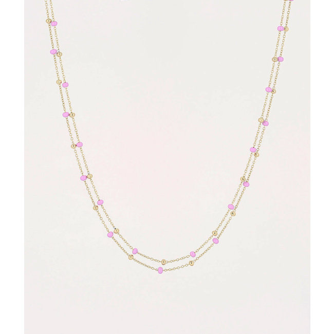ZAG  Bijoux Pink paradise ketting met bolletjes goudkleurig
