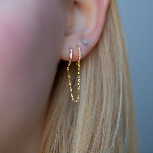 Hoop chain earrings goud