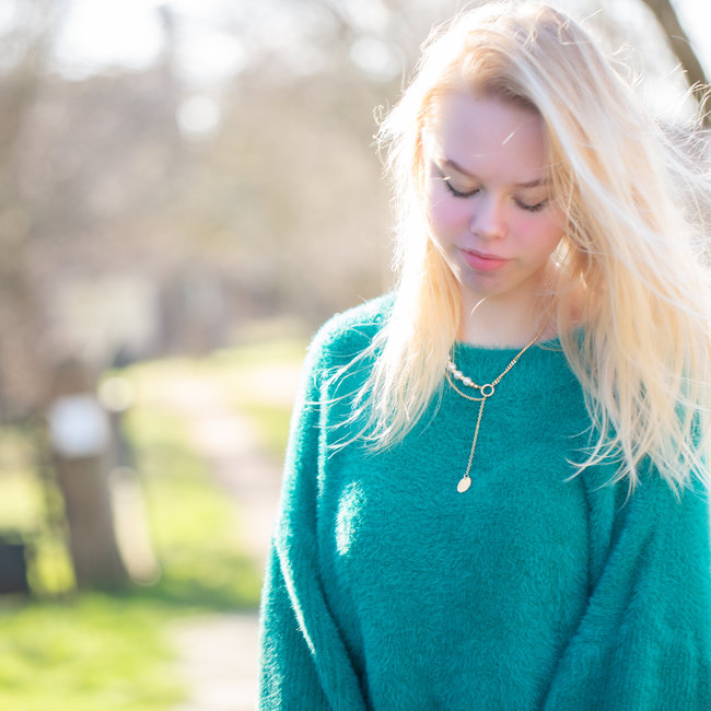 Biba Ketting met parels en schakels goud