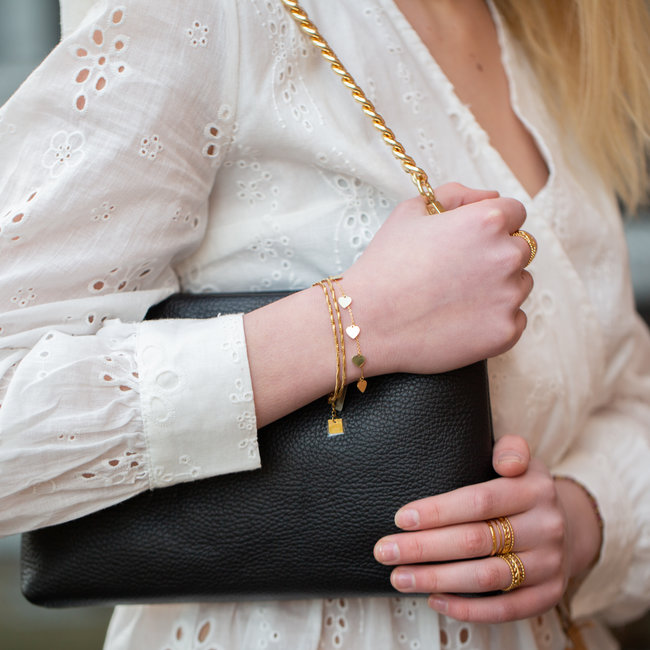 Dubbele armband met schakels of hartjes goud