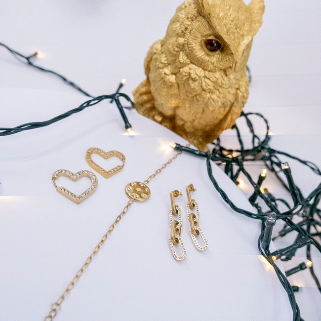 Day & Eve  Sparkle all day lange schakeloorbellen goudkleurig