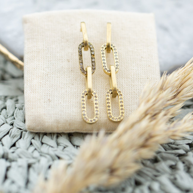 Day & Eve by Go Dutch Label Sparkle all day lange schakeloorbellen goudkleurig