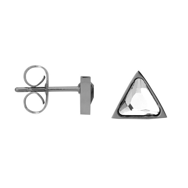 Earstuds rond, vierkant, rechthoek of driehoek facet steen zilver