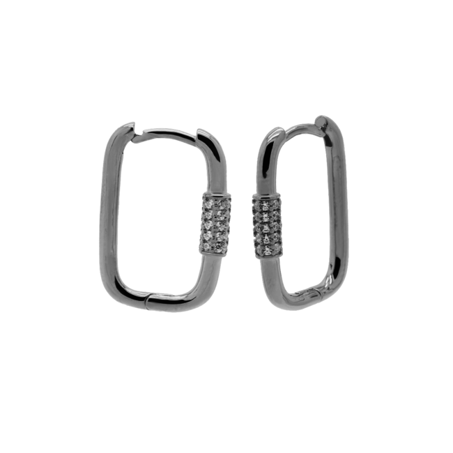 KARMA Echt zilver rechthoek oorbellen met crystal