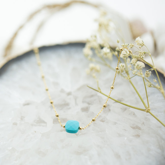 ZAG  Bijoux Goud ketting met aqua steen