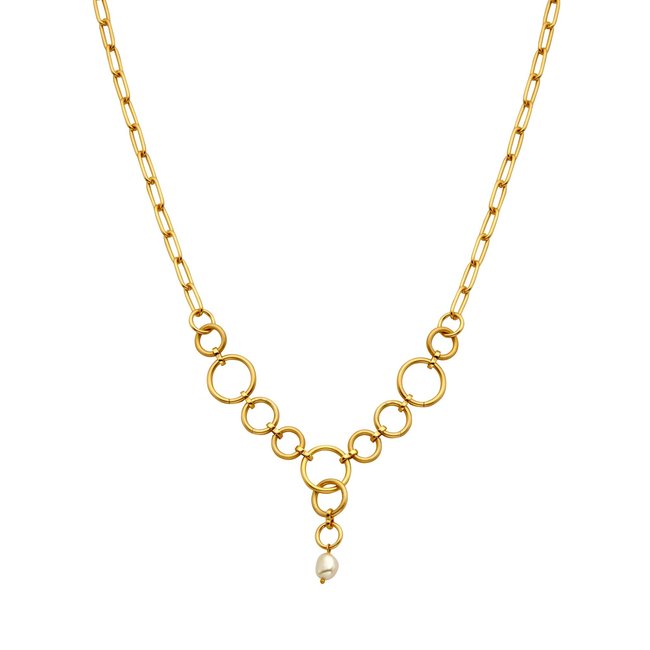 Biba Goud statement ringen ketting  met parel