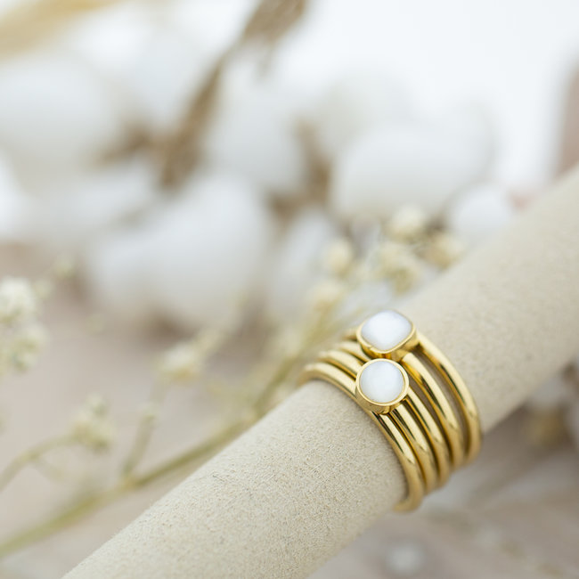 ZAG  Bijoux Trendy ringen set met witte steen