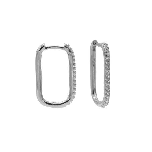 KARMA Plain Zirconia Hinged Hoops Round Square Silver