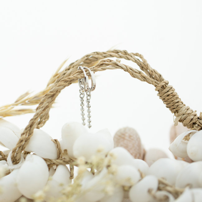 KARMA Hinged Hoops Symbols Tiny Dots Chain Silver