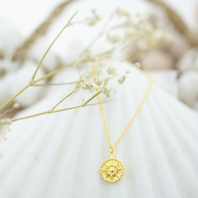 Goud ketting sun coin