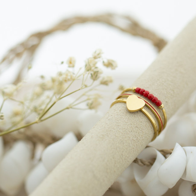 Charmins Rode love ringen set hart