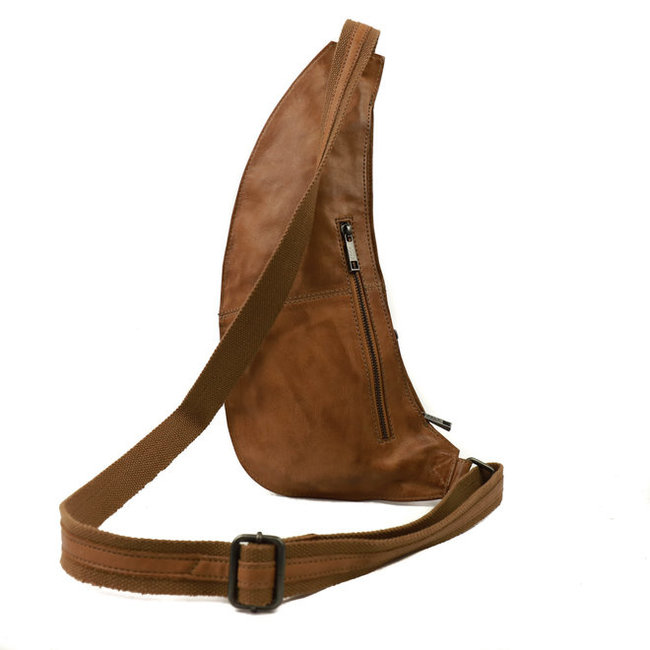 Echt leren cognac bruine cross body tas