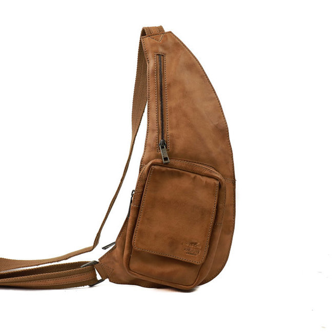 Echt leren cognac bruine cross body tas