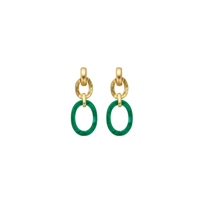 Groene en gouden ketting of oorbellen
