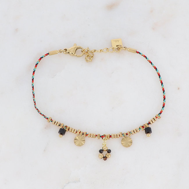 Bohm Paris Schakel of bedel armband met hart met onyx