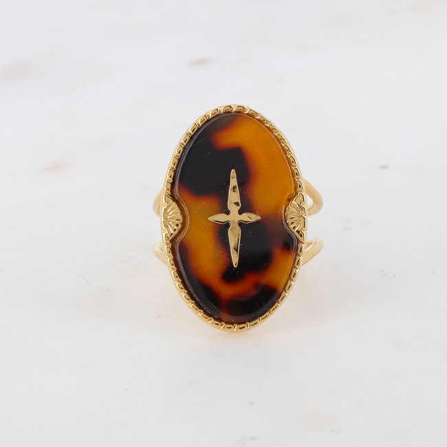 Bohm Paris Ring met ovaal tijger print steen