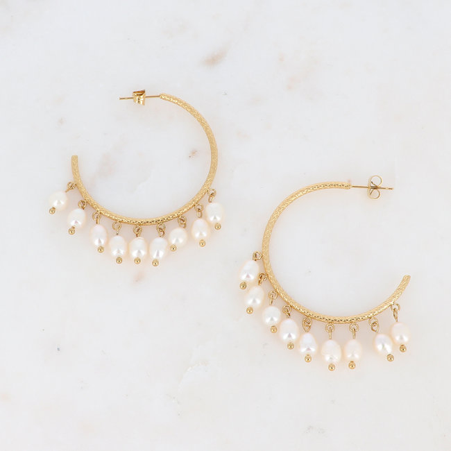 Bohm Paris Goud parel creool oorbellen