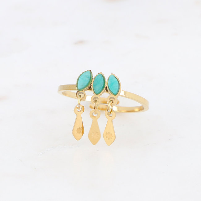Bohm Paris Goud stalen turquoise ringen