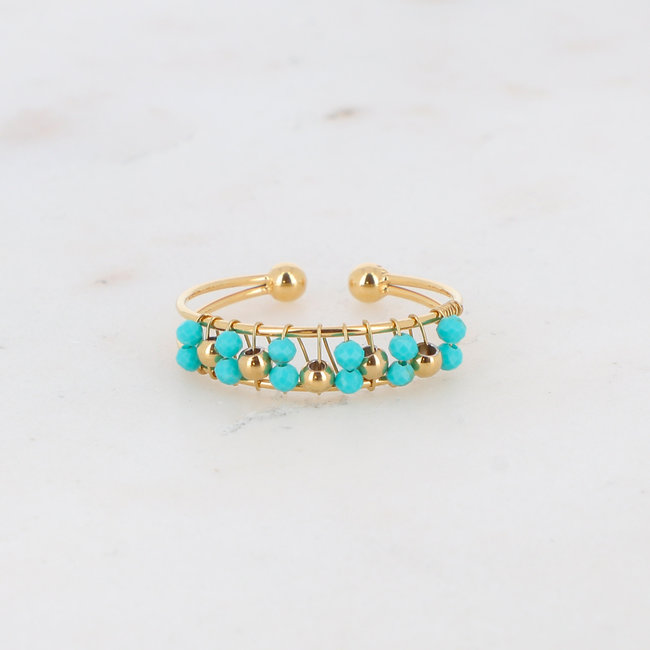 Bohm Paris Goud stalen turquoise ringen