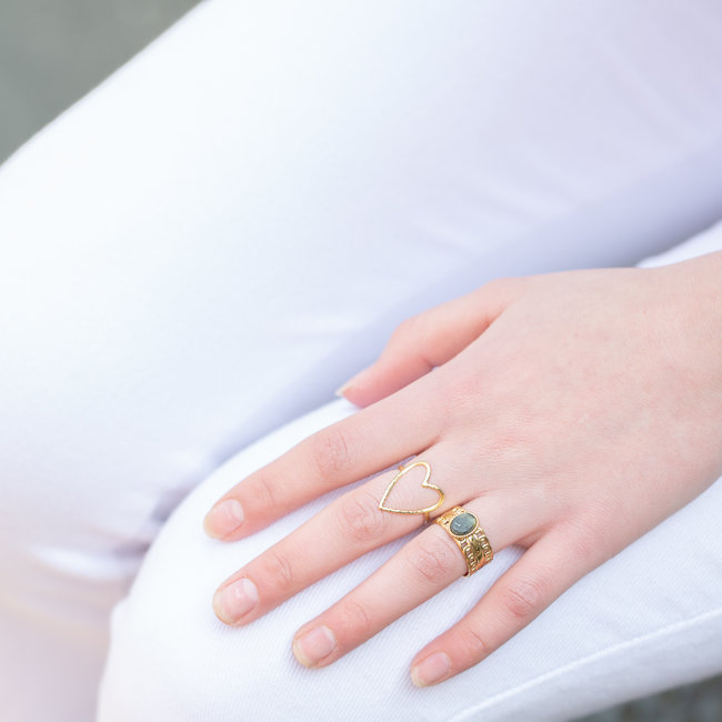 Bohm Paris Brede schakelring met afrikaanse turquoise steen