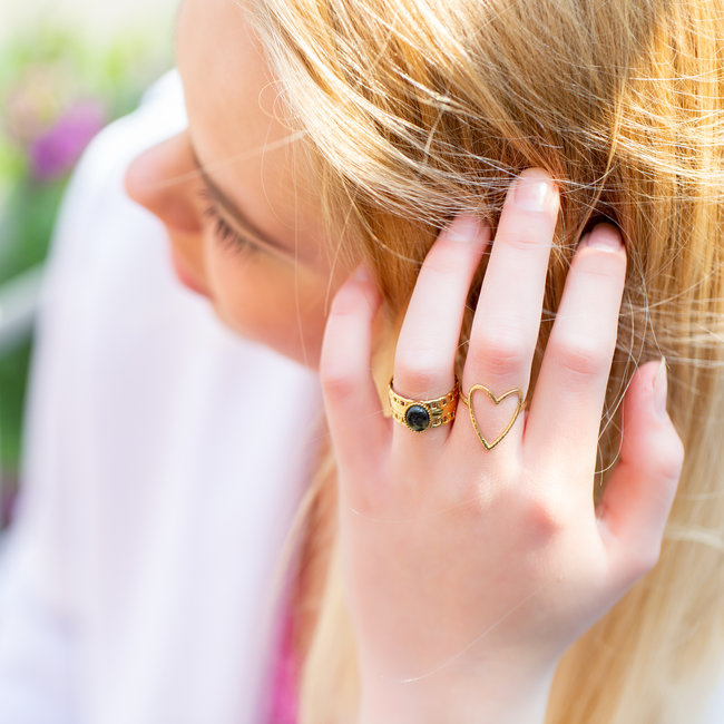Bohm Paris Brede schakelring met afrikaanse turquoise steen