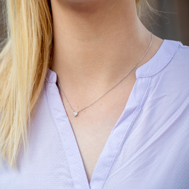 Echt zilver ketting met zirconia hart